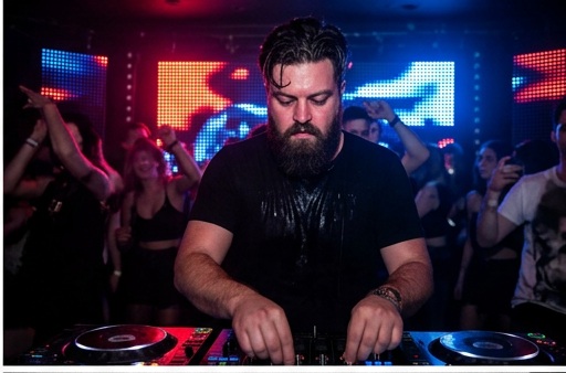 Club performance in front of an LED wall